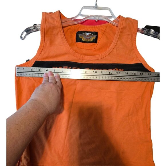 Harley-Davidson Womens Orange Sleeveless Tank Top With Side Zipper M - Picture 6 of 6